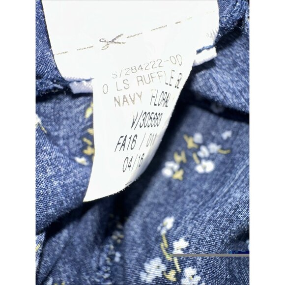 Old Navy Navy Yellow Ditsy Floral Peasant Blouse Large Boho Cottagecore - Picture 14 of 14